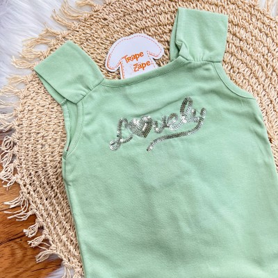 Conj. Blusa Lovely em Paetê e Short em Moletinho - Verde 